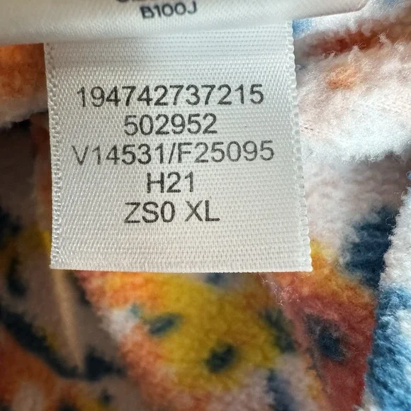 Land's End Women's XL Floral Print Qrt Zip Pullover Fleece Orange/Blue Flowers - Picture 8 of 8